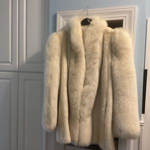 Mink jacket with fox trim, tuxedo style